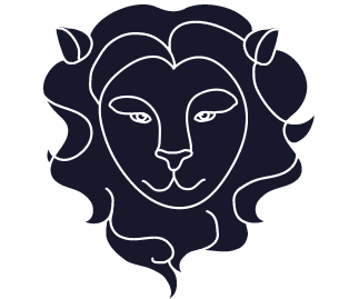 Aslan burcu sembolü, aslan başı ikonu. Sirius Astroloji Aslan burcu özellikleri, ateş elementi, Güneş, özgüven ve ego sınavları.