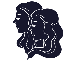 İkizler burcu sembolü, iki yüz ve ikizler ikonu. Sirius Astroloji İkizler burcu özellikleri, hava elementi, Merkür, zihinsel düalite ve iletişim sınavları.