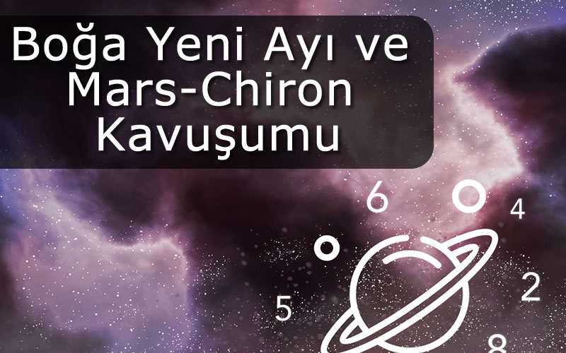 Boğa Yeni Ayı ve Mars-Chiron kavuşumu analiz görseli. Sirius Astroloji doğum haritası, kadersel şifa, Algol sabit yıldızı ve öz değer temalı makale kapağı.